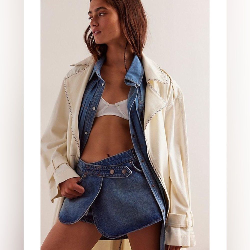 We The Free Cotton Maxine Denim Skort- Shorts- Cerulean